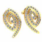 Genuine 0.8ctw Round Cut Diamond Ladies Swirl Drop Earrings Solid 18K Gold
