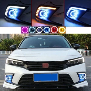 For Honda Civic 11th 22-23 Led DRL Front Fog Light Angel Eye 3 Color Replace Kit - Picture 1 of 8