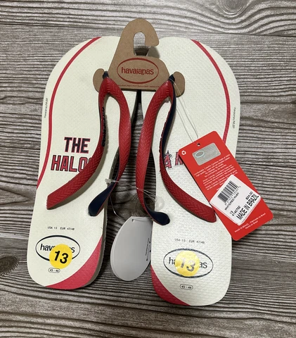 MENS HAVAIANAS SIZE 13 MLB ANGELS/HALOS FLIP FLOPS - NWT Cover