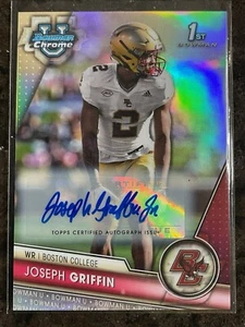 2023 Bowman Chrome U Joseph Griffin 1st #87 Refractor Auto /499 Boston College - Picture 1 of 2