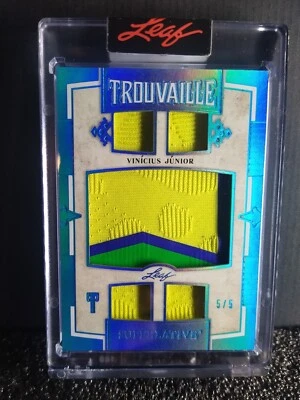 2017 🔥/5 Vinicius Junior Brasil Game Match Used Brazil Home Jersey # Patch Leaf - Image 1 of 4