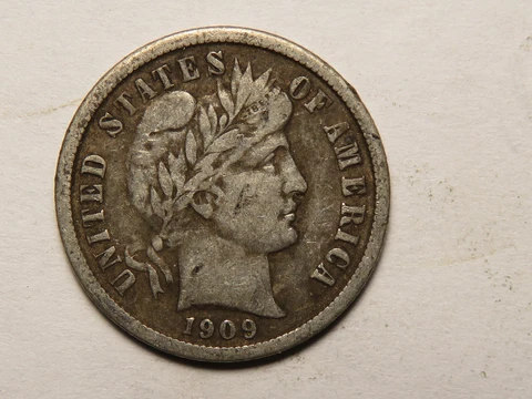 1909-P Barber Dime, XF Details Cover