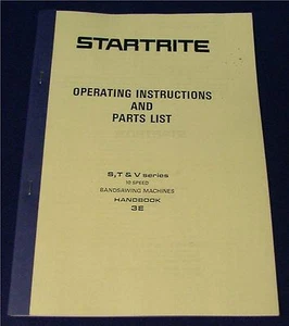 Startrite Vertical Bandsaw Manual Models 'S', 'T' & 'V' - Picture 1 of 1