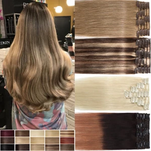 LIQUIDACIÓN 100% Remy Clip Real En Extensiones de Cabello Humano Trama Cabeza Completa 8 PIEZAS - Imagen 1 de 46