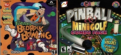 Flintstone Bedrock Bowling & eGames Pinball & Mini Golf Combo Pc New XP Kid Fun - Image 1 of 2