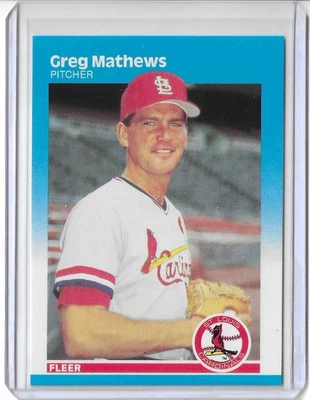 Greg Mathews 1987 Fleer #303 Rookie Card RC St. Louis Cardinals - NM/MT - Image 1 of 2