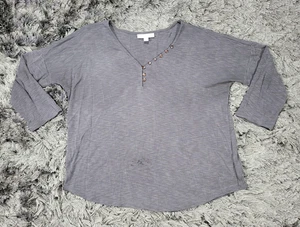 Pure J Jill Shirt Damen mittelgrau Knopf 3/4 Arm Modal sand-gewaschen Mängel - Bild 1 von 18