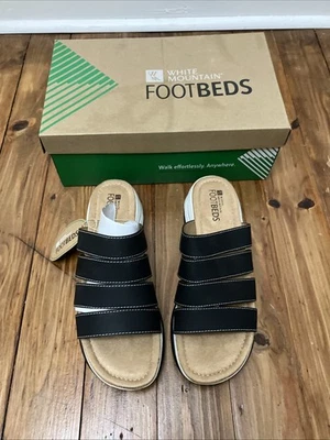 PLANTILLAS DE MONTAÑA BLANCAS Sandalias Deslizables de Cuña Fascinadas Negras para Mujer 8.5 Foto 1 de 4