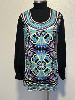 Mr. Dino Vintage 60's MOD Psychedelic Mock Neck Tunic Mini Dress sz.S/M Signed - Image 1 of 4