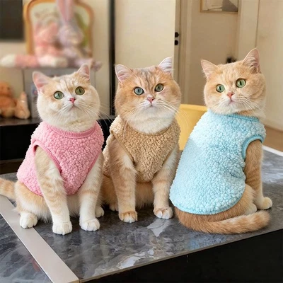 Pet Dog Cat Lambswool Vest Clothes Puppy Coat Sweater Winter Warm Jacket Apparel - Image 1 of 4