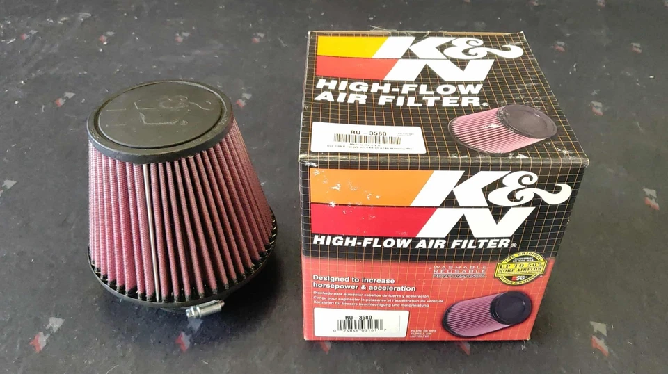 K&N Performance Upgrade Cone Air Filter Airfilter RU-3580 Clamp on Fitment 3" ID - Image 1 of 1