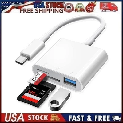 3-in-1 SD Memory Card Reader - USB C to SD/TF/OTG for Micro SD/SDHC/MMC - Image 1 of 4