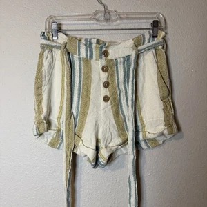Rip Curl Multicolor Coast Striped Bone Shorts Women's S High Rise Button Fly - Picture 1 of 4
