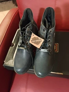 Women's Leather Harley Davidson Dark Grey Sz. 8 Biker Boots - Picture 1 of 6