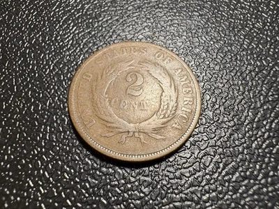 Antique 1868 Two Cent Piece - Civil War Union Shield - Fair Condition Coin - Image 1 of 2