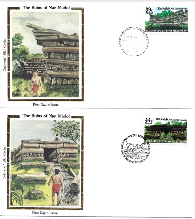 Micronesia FDC 39 & 44ct Airmail "Ruins of Nan Madol" C17-18 - Colorano Silk Cac - Image 1 of 1