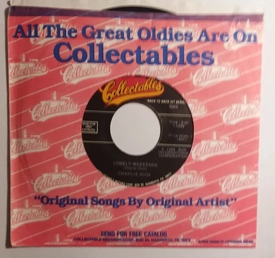 CHARLIE RICH / CARL MANN 45 LONELY WEEKENDS B/W MONA LISA EX COLLECTABLES 7-1332 - Image 1 of 2