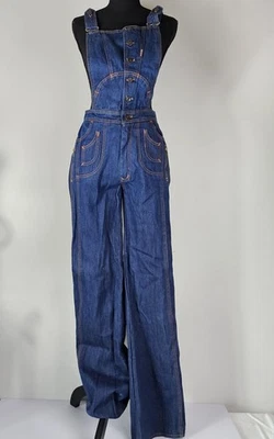 Новый без ценников винтажный комбинезон 80-х N'EST-CE-PAS оранжевые швы размер 11/12 низы с колокольчиком - Изображение 1 из 4