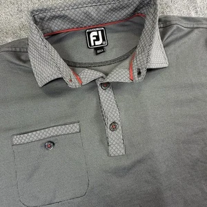 FootJoy Gray White Pattern Golf Polo Men's Medium Athletic Fit Short Sleeve - Picture 1 of 5