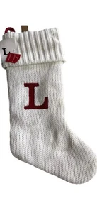 New Wondershop Initial Monogram Knit 19" Christmas Stocking White Letter “L” - Picture 1 of 2
