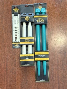 Lion Brand Knitting Needles Lot Of 2 US 35 (19 mm) + Knitting Needle Gauge - Picture 1 of 6