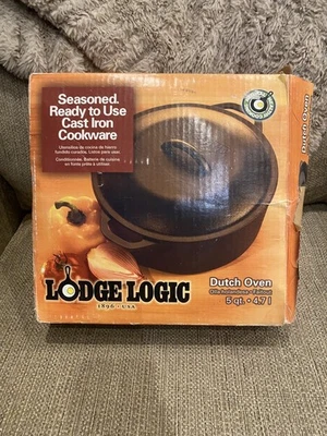 Lodge Logic 5 cuartos Horno holandés de hierro fundido sazonado mango en espiral L8D0L3 negro Foto 1 de 4