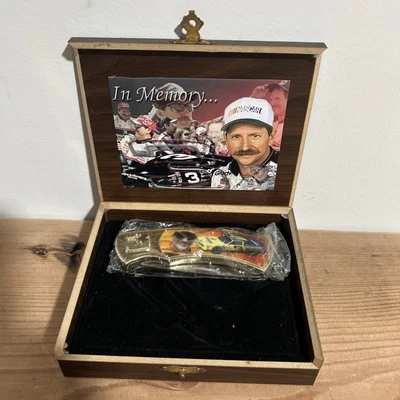 Faca de bolso colecionável dale Earnhardt Sr com estojo de madeira - Imagem 1 de 2