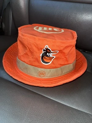 Sombrero de cubo floppy de béisbol Miller Lite de colección años 70 Baltimore Orioles - naranja Foto 1 de 4