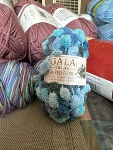 Lot of 4 Gala Yarns Mixed Fiber Yarn Blue, Teal 50g-1.76oz Per NOS NIP NEW - Picture 1 of 2