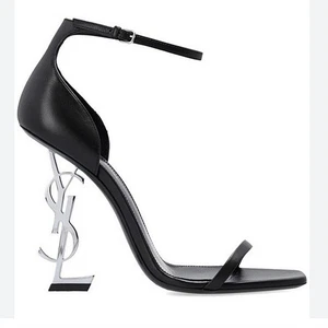 NUEVO $1290 Sandalia Saint Laurent Opyum YSL Negro Plata Correa al Tobillo 110 Tacón Talla 6 - Imagen 1 de 16