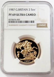 1987 GOLD GREAT BRITAIN 2 POUNDS SOVEREIGN COIN NGC PROOF 69 ULTRA CAMEO - Picture 1 of 2