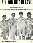 The BEATLES :  original UK Sheet Music 1967 : All You Need Is Love