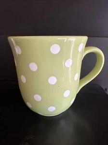 HOME Large Green And White Polka Dot Coffee Mug Single - Picture 1 of 6