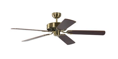 Ventilatore Senza Luce Piatto Potkuri Ottone Mahagoni Soggiorno Ventola - Immagine 1 di 2