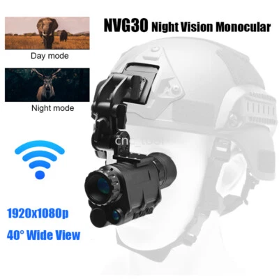 NVG30 Infrared Night Vision Goggles Monocular 1920x1080p WiFi 40° Wide View IPX7 - Image 1 of 4