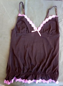 Ann Summers Camisole/Bikini Brief Set Black/Purple UK 14/16 - Picture 1 of 9