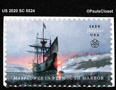 US 2020 SC 5524 MAYFLOWER IN PLYMOUTH HARBOR FOREVER MNH SELF-AD VERY FINE - Image 1 of 2