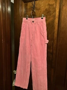 PacSun Pink Cords Junior Size 23 High Rise 90’s BF Carpenter Straight Leg - Picture 1 of 16