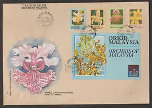 (MF179Q)MALAYSIA 1994 ORCHIDS OF MALAYSIA STAMP & MS ON HAND PAINT PRIVATE FDC - Picture 1 of 1
