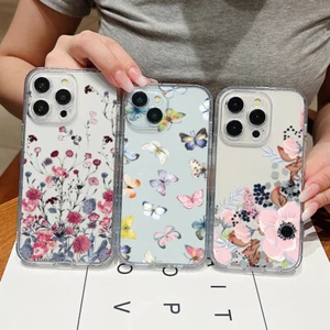 For iPhone 15 14 13 Pro Max 12 11 XS ShockProof Flower Patterned Soft Case Cover - Picture 1 of 21