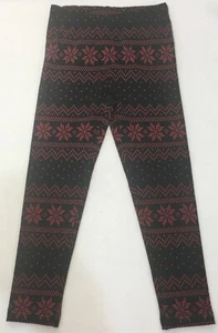Polo Ralph Lauren Little Girls Fair Isle Stretch Red/Black Leggings Size 5 NWT - Picture 1 of 5