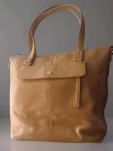 ORA DELPHINE Eden Marigold Pebbled Leather Satchel Tote Bag Mustard Gold Yellow - Picture 1 of 14