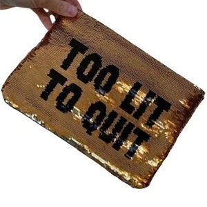 Sequin Clutch Makeup Bag Gold Silver Too Lit To Quit Pouch New Gift Nordstrom - Picture 1 of 7