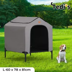 Tedi's 2 in 1 Pet Kennel Dog Elevated Bed With Canopy Raised Trampoline Large - Picture 1 of 10