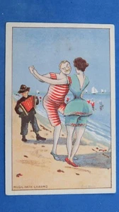 Vintage Comic Postcard 1907 Concertina JAZZ Player Ragtime Music Dance Bathing - Picture 1 of 2
