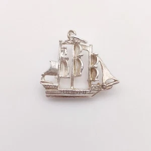 Vintage 925 Sterling Silber Piratenschiff Charm Anhänger - Bild 1 von 3
