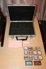 NINTENDO DS Lite Coral Pink + 14 Game LOT + Intec Aluminum Storage Case TESTED