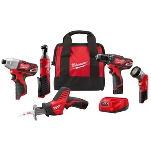 Milwaukee 2498-25 M12 12V Cordless 5-Tool Combo Kit: 2407-20 3/8 in.Drill/Dri... - Picture 1 of 9