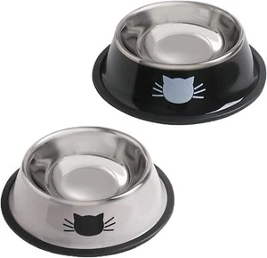 Cat Bowls Food Water,2PCS Rapsrk Non-Slip Stainless Steel Small 8 Oz Pet - Picture 1 of 6