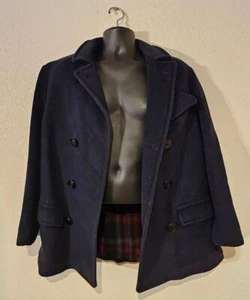 VTG Lodenfrey Men Navy Blue Wool Pea Coat Size US 42 Large W Germany Loden Lined - Picture 1 of 8